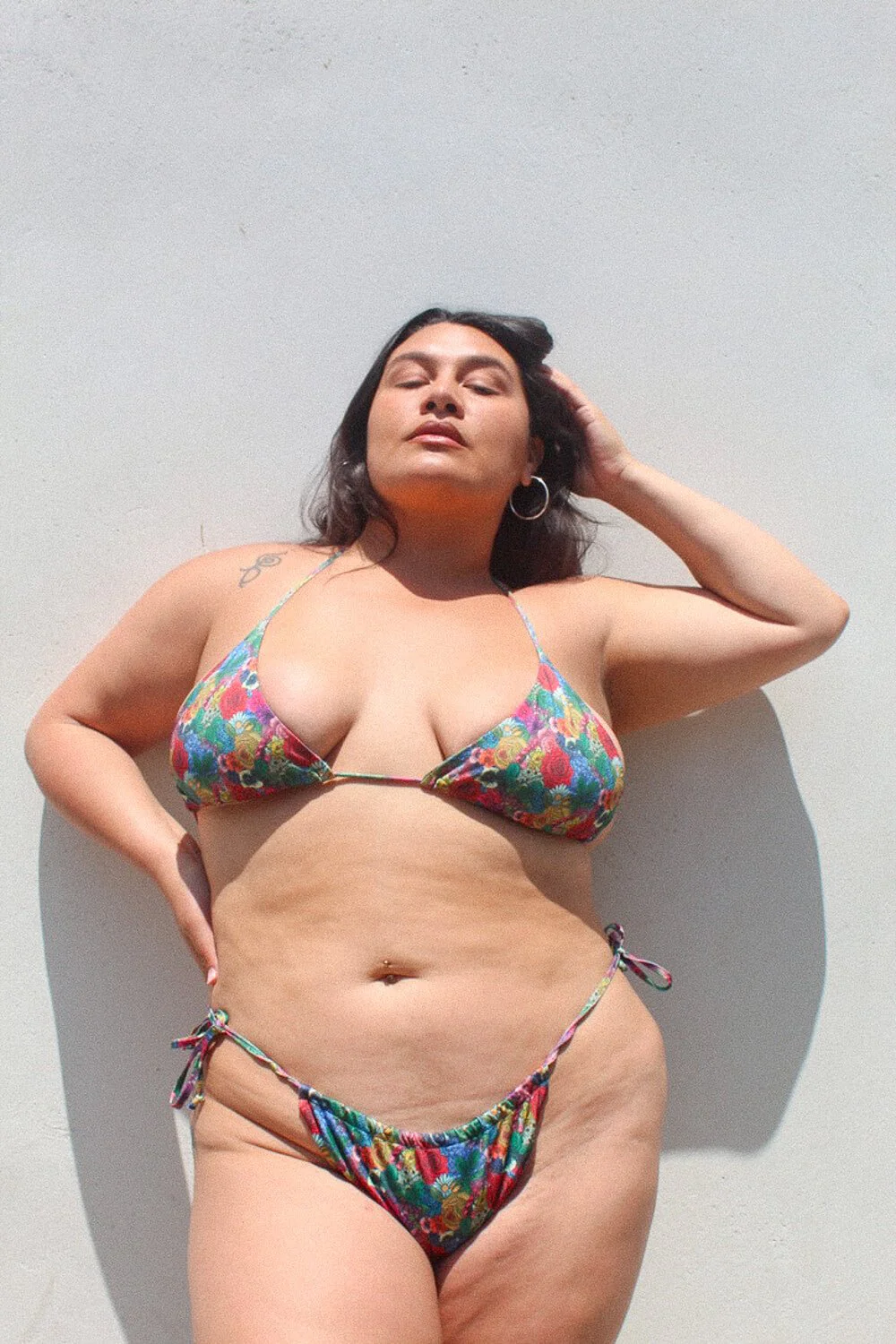 Triangle Top + Ruched Drawstring Bottom